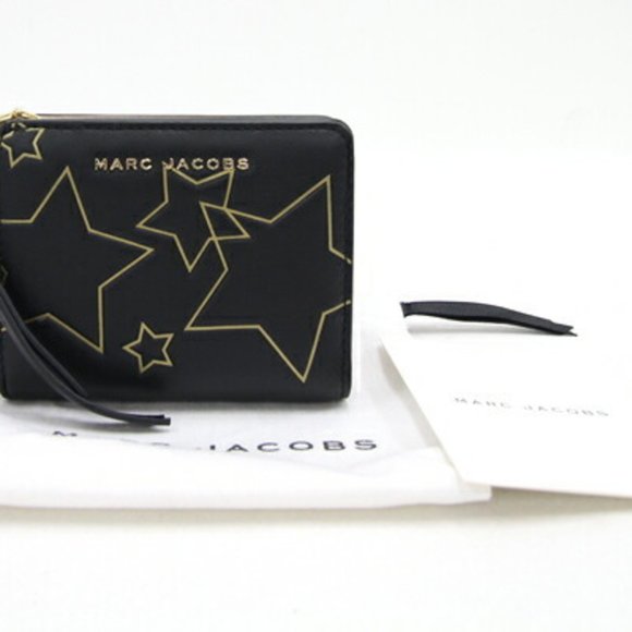 MARC JACOBS Bifold Wallet Star Compact M0013327-001 Black Leather Ladies - Picture 6 of 6